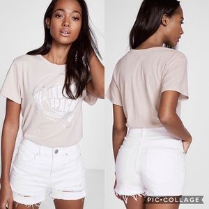 Express White Distressed Denim Shorts